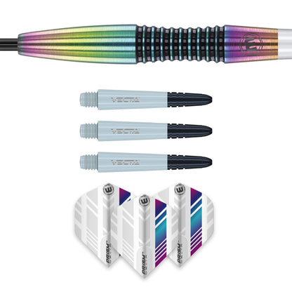 WINMAU Elektra 90% Tungsten Steel Tip Darts with Prism Flights and Vecta Shafts (Stems) 22 gram - Urban Grip - Match Weighed - Streamline Torpedo