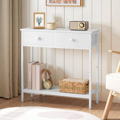 HOOBRO Slim Console Table, Narrow Console Table with 2 Drawers, Hallway Table with Storage, Small Side Table for Small Spaces, Living Room, Entryway