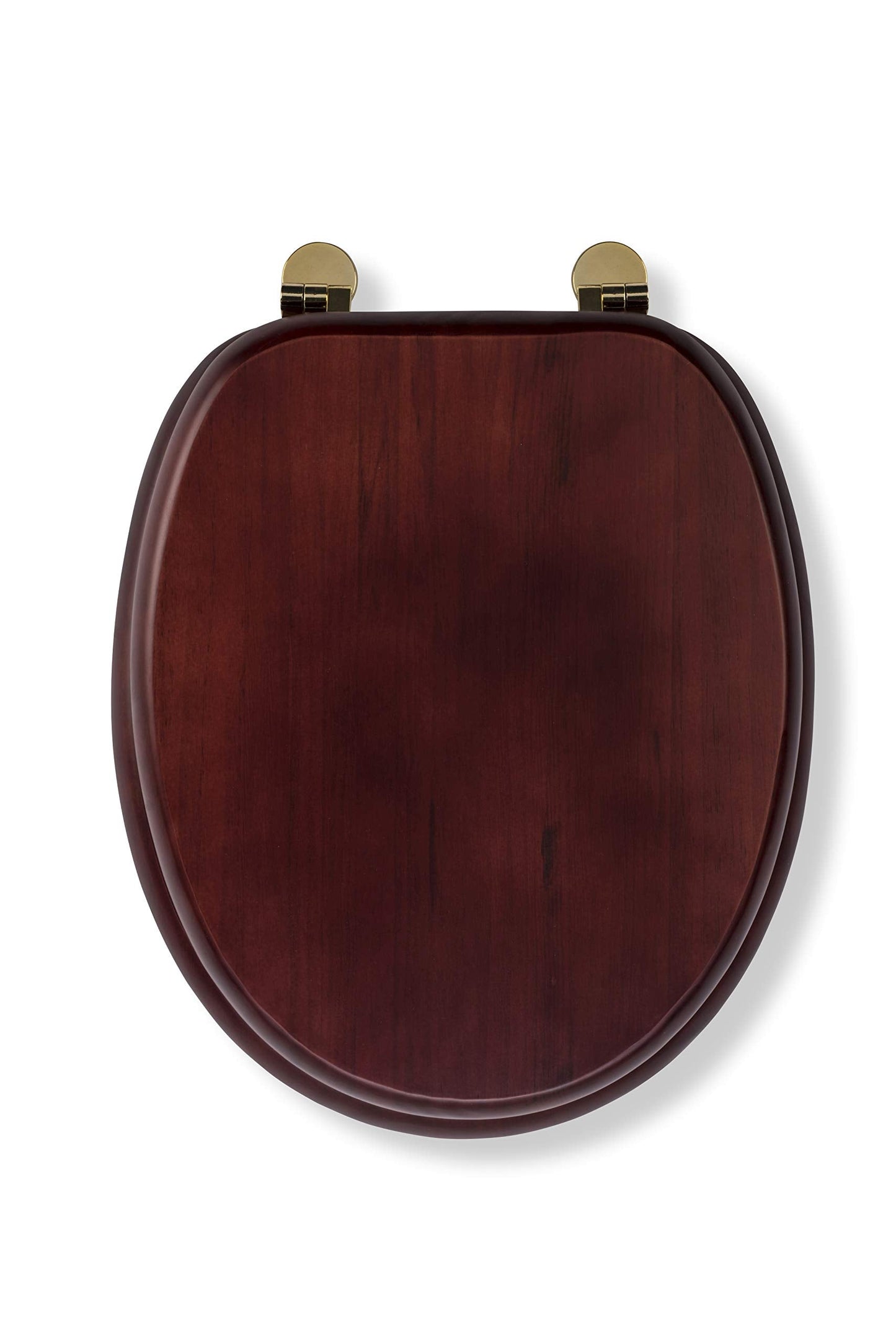 Croydex Solid Pine Toilet Seat with Mahogany Effect - Oval Solid Wood Toilet Seats for Extra Comfort, Adjustable Brass Hinges, 48 x 38 x 7 cm, All