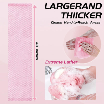 Exfoliating Shower Towel 48", Premium Scrub Wash Cloth for Body Face, Shower Towel for Smooth Skin