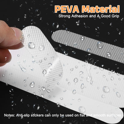 sourcing map 12pcs Non-Slip Bathtub Stickers, Anti-Slip Shower Stickers Showers Treads Strip Shaped Appliques with Scraper for Bath Tub Shower Stairs