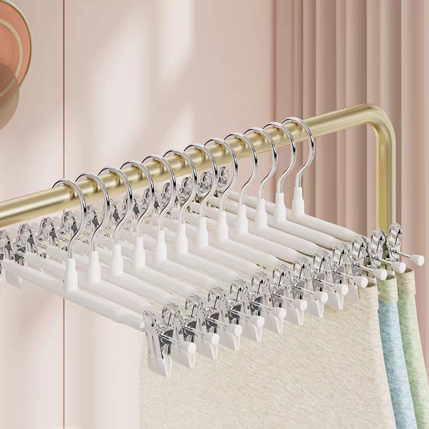Supmaker 20 Pack Trouser Hanger, 30cm Pants Hangers Space Saving Skirt Hangers with Adjustable Clips,Heavy Duty Clothes Coat Garment Jeans Hangers