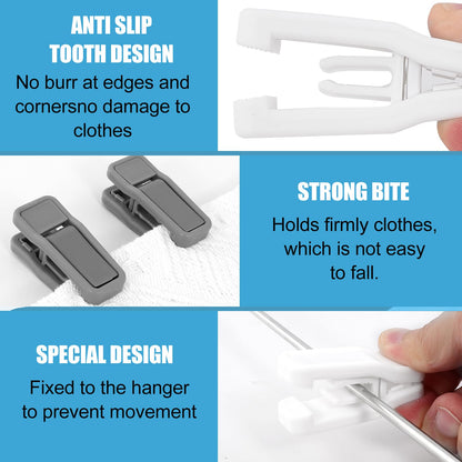 EOGRFW 30 Pcs Hanger Clips for Hangers, Plastic Baby Hanger Clips, White