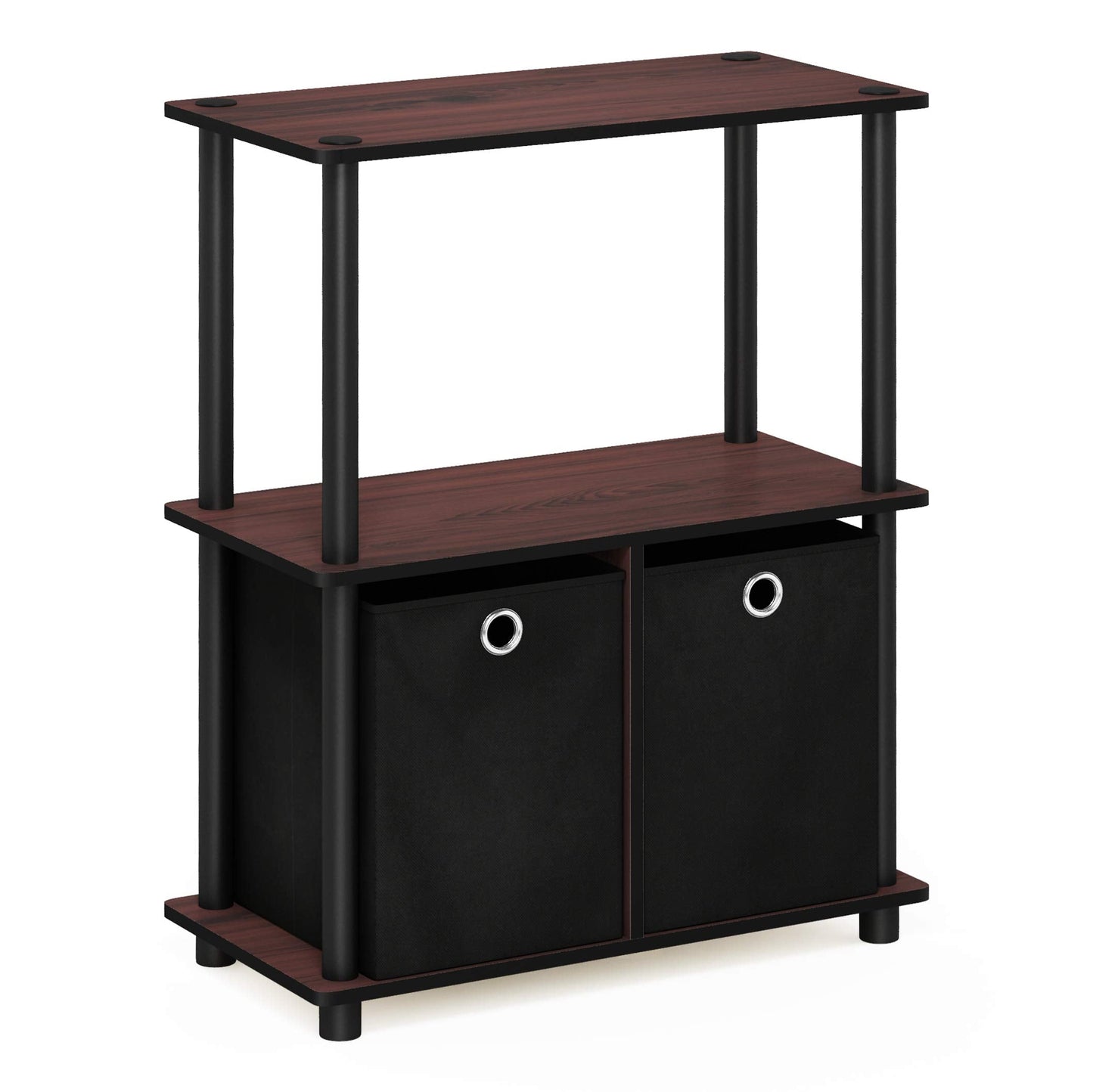 Furinno TURN-N-TUBE Storage Shelves, 3-Tier Toolless Book Shelf with Storage Bins, Display Shelf, for Organization and Storage, Living Room, Garage