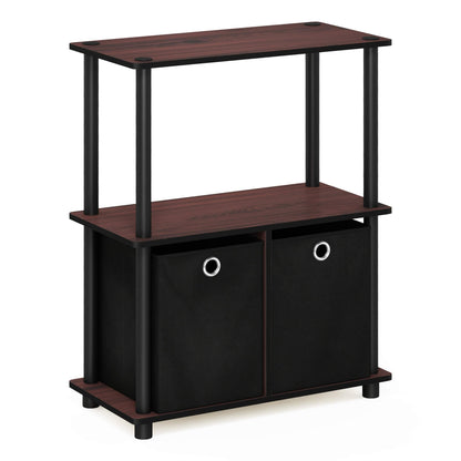 Furinno TURN-N-TUBE Storage Shelves, 3-Tier Toolless Book Shelf with Storage Bins, Display Shelf, for Organization and Storage, Living Room, Garage