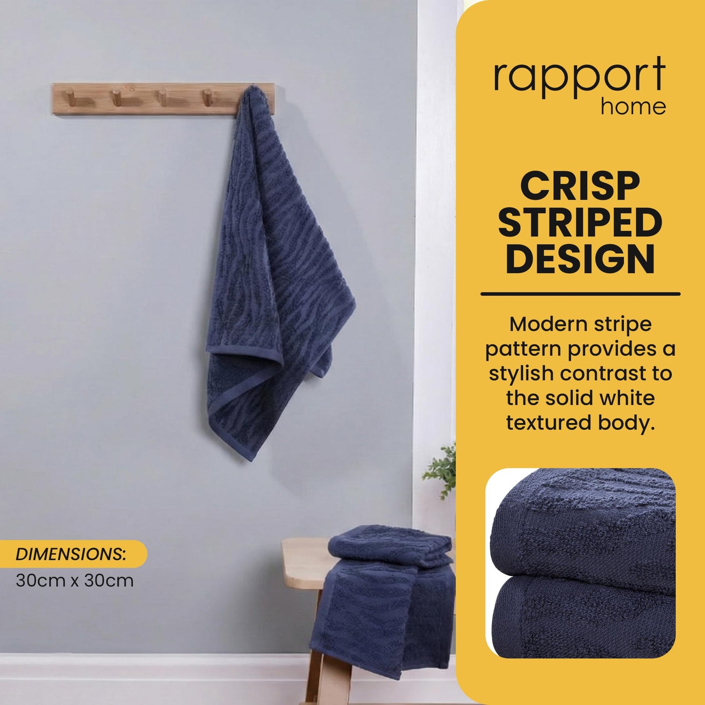 Rapport Home Safari Face Towels 2-Pack | Luxurious 100% Cotton 500gsm Soft Absorbent Face Cloths | Oeko-Tex Certified Bathroom Hand Towels