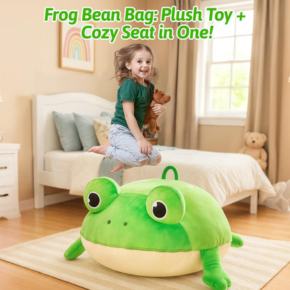 OUOZZZ Storage Bean Bag Chair Kids Green Frog Beanbag Chair for Girls Boys Toy Organizer Cover Only Without Filling