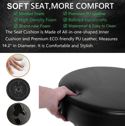 Salon Rolling Stools with Locking Castor Wheels - Adjustable Swivel Stool Chair Heavy Duty 400 lbs Thick Cushion Hydraulic Shop Stool for Massage