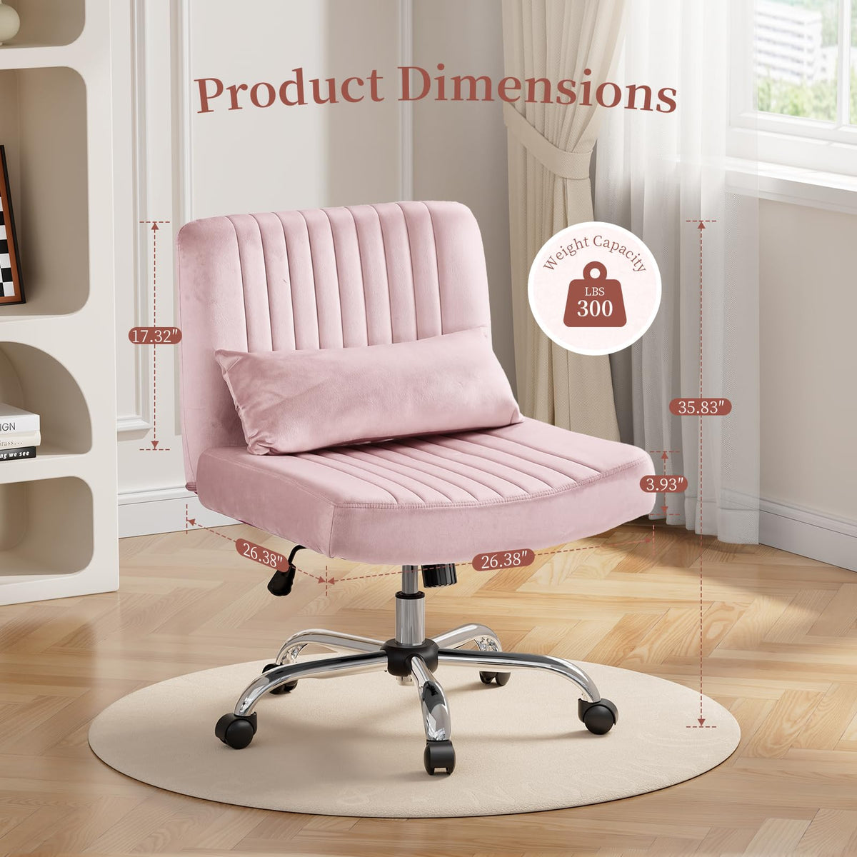 BTGGG Velvet Cross Legged Office Chair with Wheels, Criss Cross Chair with Wide Seat, Desk Chair for Bedroom