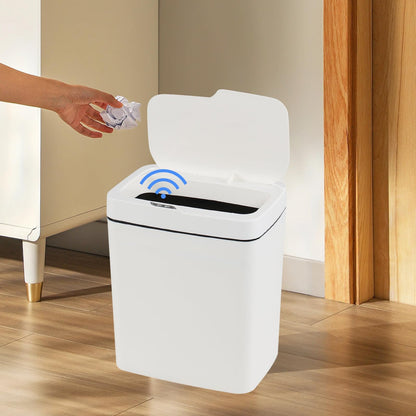 Teyyvn 15 L Automatic Motion Sensor Bathroom Trash Can with Lid, White