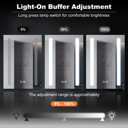 ELEGANT Illuminated Bathroom Cabinet with Shaver Socket, Built-in LED Light Strip, Demister Pad, Slow Close Hinge, Adjustable Shelves