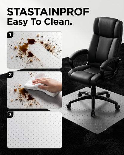 PVC Office Chair Mat for Hard Floors, Non-Slip Clear Desk Chair Mat, Thick Plastic Floor Protector for Wood, Tile, Laminate - 75x120 cm(2.5'x4')