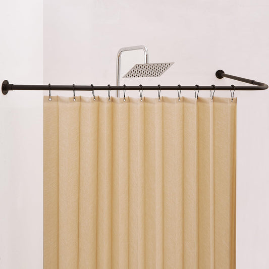 Crkmire Corner Shower Curtain Rail, [61-134 cm] x [61-134 cm] Adjustable L Shaped Shower Pole Rod No-Sagging 90 Degree Curved Curtain Rod for Bathroom