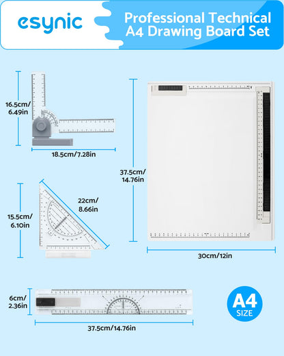 eSynic A4 Drawing Board Set with Adjustable Measuring System