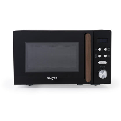 Salter EK5932BLK Toronto 20L Digital Microwave  95-Minute Timer, Defrost, 25.5cm Glass Turntable, 8 Auto-Function Presets, LED Display, Wood-Effect