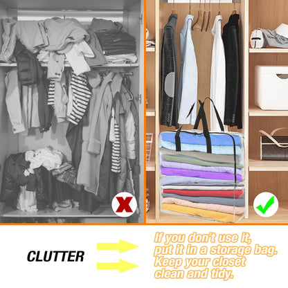 80L Clothes Storage Bags, 4 Pack Large Clear Capacity Clothes Organizer with Zips, Moisture proof