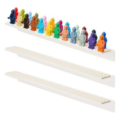 Tapeera 3-Pack Minifigure Display Shelves Compatible with LEGO, Acrylic Floating Shelf with Baseplate Studs