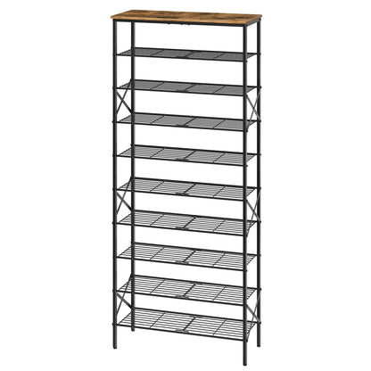 YATINEY 10-Tier Shoe Rack, Tall Shoe Rack, Shoe Shelf for 40 Pairs of Shoes, Large Capacity Shoe Organizer, Durable and Stable, Industrial Style