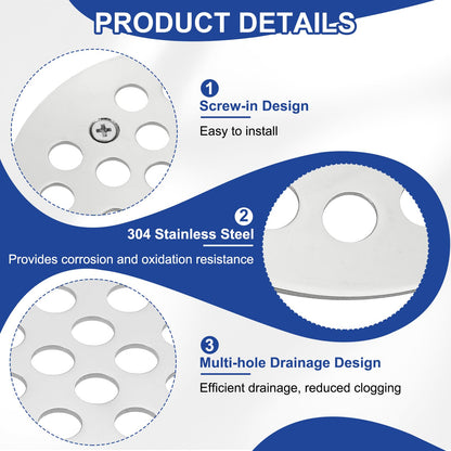 PATIKIL Shower Strainer Drain Trim Set 4-1/4", 1 Pcs 304 Stainless Steel Round Screw-in Shower Strainer Drain Cover with Screw for Bathroom Floor