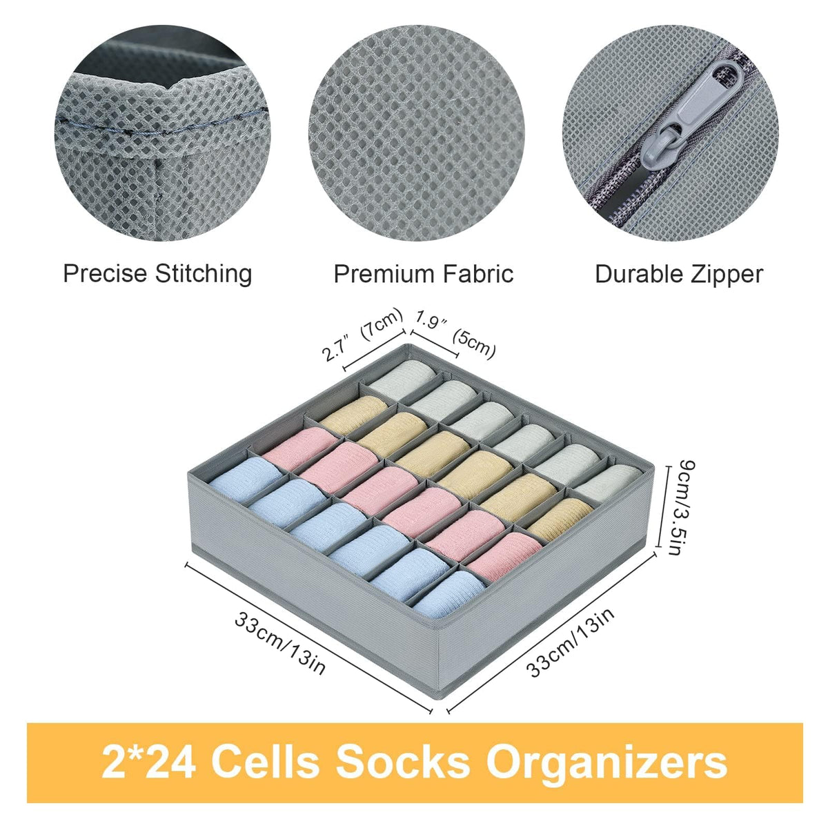 Joyoldelf Drawer Organisers Dividers 2 Packs Wardrobe Organiser, 24 Cell Collapsible Closet Cabinet Organizer Underwear Storage Boxes for Storing