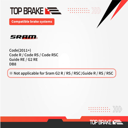 TOP BRAKE 2 Pairs Disc Bike Brake Pads for AVID SRAM Code R/RE/RSC, Guide RE/G2 RE/DB8