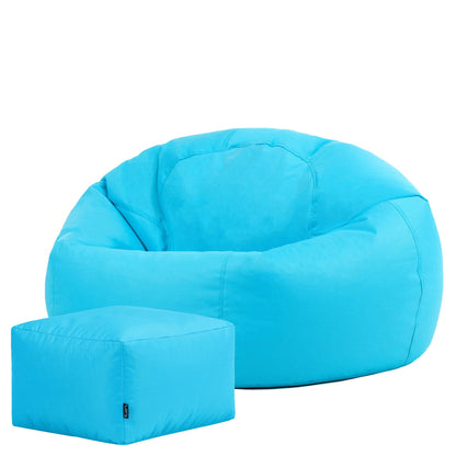 Bean Bag Bazaar Kingston Outdoor Bean Bag & Footstool with Filling, Aqua