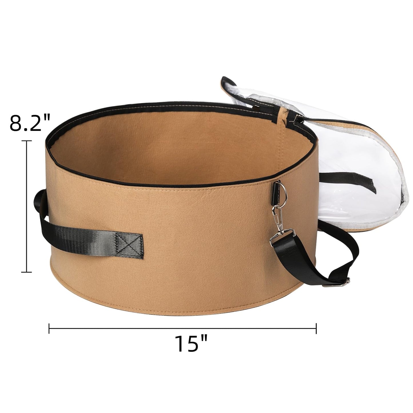 Goaste 2 Pack Hat Storage Box with Lid, 15 Inch Foldable Felt Hats Box, Round Travel Hat Organizer