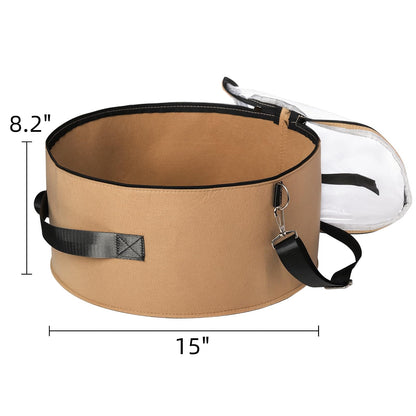 Goaste 2 Pack Hat Storage Box with Lid, 15 Inch Foldable Felt Hats Box, Round Travel Hat Organizer