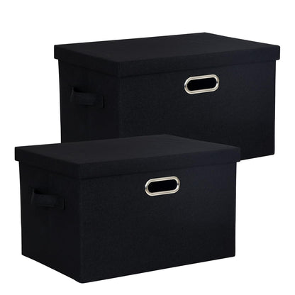 BinWhiz 2-Pack Storage Bins with Lid, 43x31x28 cm Inch Fabric Cube Bins Organizer Basket Foldable Storage Box Containers with Handles for Closet