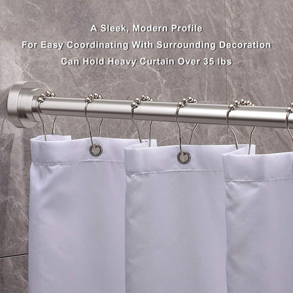Shower Curtain Rod extendable(120-290cm), Non-Slip, Never Rust, Tension Curtain Rod, No Drilling,304 Stainless Steel
