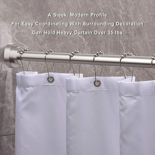 Shower Curtain Rod extendable(120-290cm), Non-Slip, Never Rust, Tension Curtain Rod, No Drilling,304 Stainless Steel