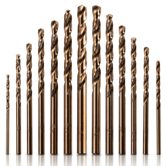 5% Cobalt Drill Bit Set, M35 High Speed Steel Twist Drill Bits 135 Degree Split Point for Stainless Steel, Cast Iron, Hard Metal, Plastic and