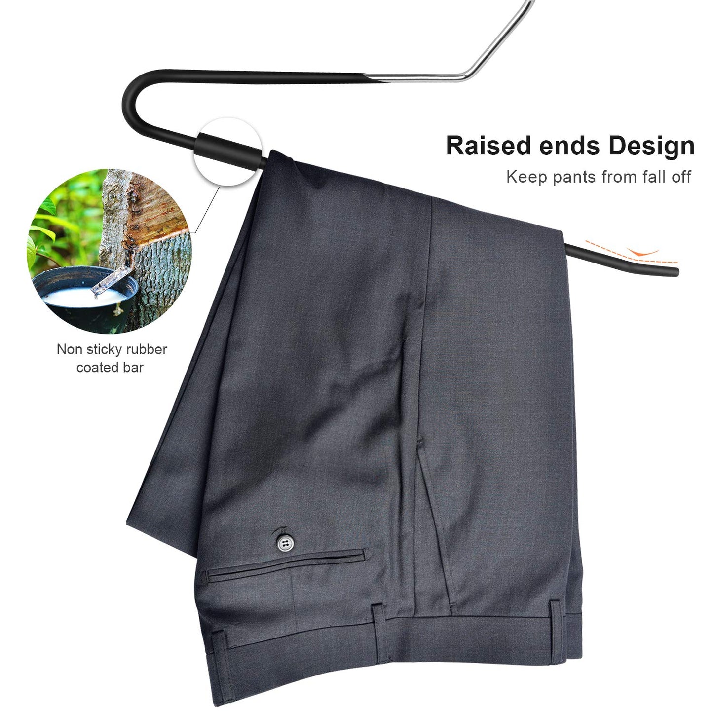 Trouser Hangers, 16 Pack Space Saving Open-Ended Metal Pants Hanger, Non Slip Trousers Slack Hangers Organizers for Pants Jeans Slacks Scarf Trousers