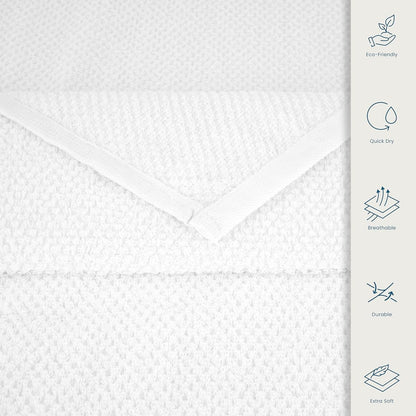 CASA COPENHAGEN Popcorn Textured 6-Piece Small Bath Towel Set - White, 550 g/m², 6-piece small bath towels, cotton towels for rough and tough use