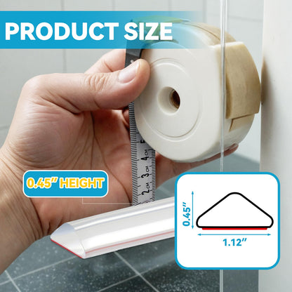 DLYYPLUS 2.5M Wet Room Floor Barrier, Self-Adhesive Collapsible Silicone Shower Threshold Water Dam