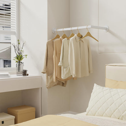 Yawinhe Wall Mounted Clothes Rail,60cm Clothing Rack,White,1 Pack