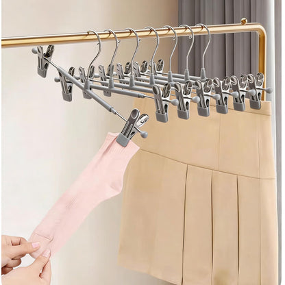 10 Pack Trouser Hanger, 30cm Pants Hangers Space Saving Skirt Hangers with Adjustable Clips,Heavy Duty Clothes Coat Garment Jeans Hangers
