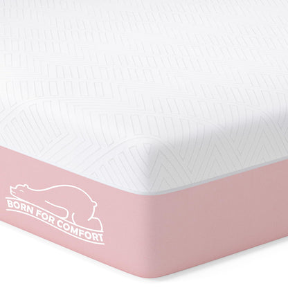 wowttrelax Single Mattress Memory Foam 3ft, Medium Firm, Pink, 90x190x15cm
