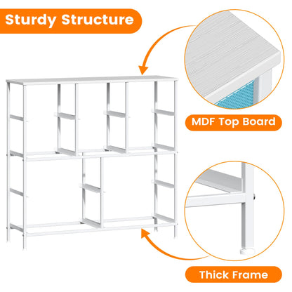 Feonase Chest of Drawers, Bedroom Tall Dresser with 10 Fabric Drawers, Metal Frame & MDF Wood Top, Adjustable Feet