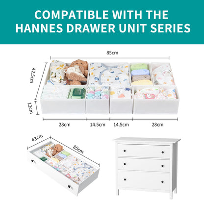 ORLISA Drawer Organizer Clothes-Dresser Organizer for Nursery-Compatible Baby Clothes Organizer and Storage & General Nursery Organization or Dresser