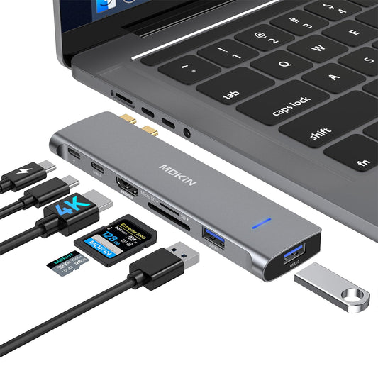 MOKiN Macbook Adapter 7 IN 2 USB C Hub for MacBook Pro/MacBook Air/M1/ M2, Mac USB C Multiport Macbook hdmi adapter with Thunderbolt 3 Port, 4K HDMI,