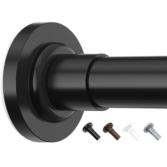 Yeabett Curtain Poles, 48-119.4cm Extendable Net Curtain Rod, Telescopic Curtain Pole for Bathroom or Windows, No Drilling, No Slip, No Rust, Black