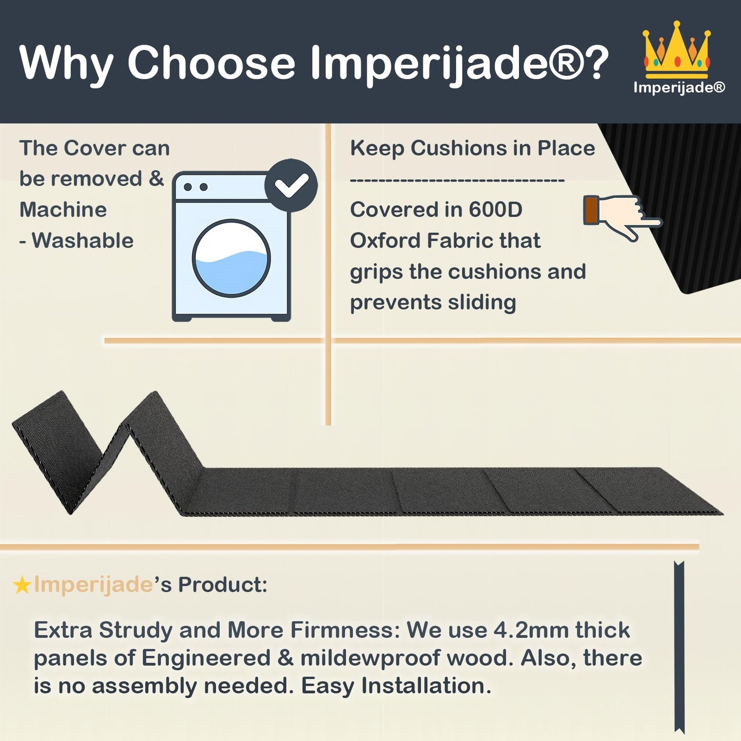 Imperijade® 𝗕𝗲𝘁𝘁𝗲𝗿 𝗦𝗶𝘇𝗲 Sofa Rejuvenator Board | Adjustable | Couch Sofa Cushion Support Board (198X58 cm)