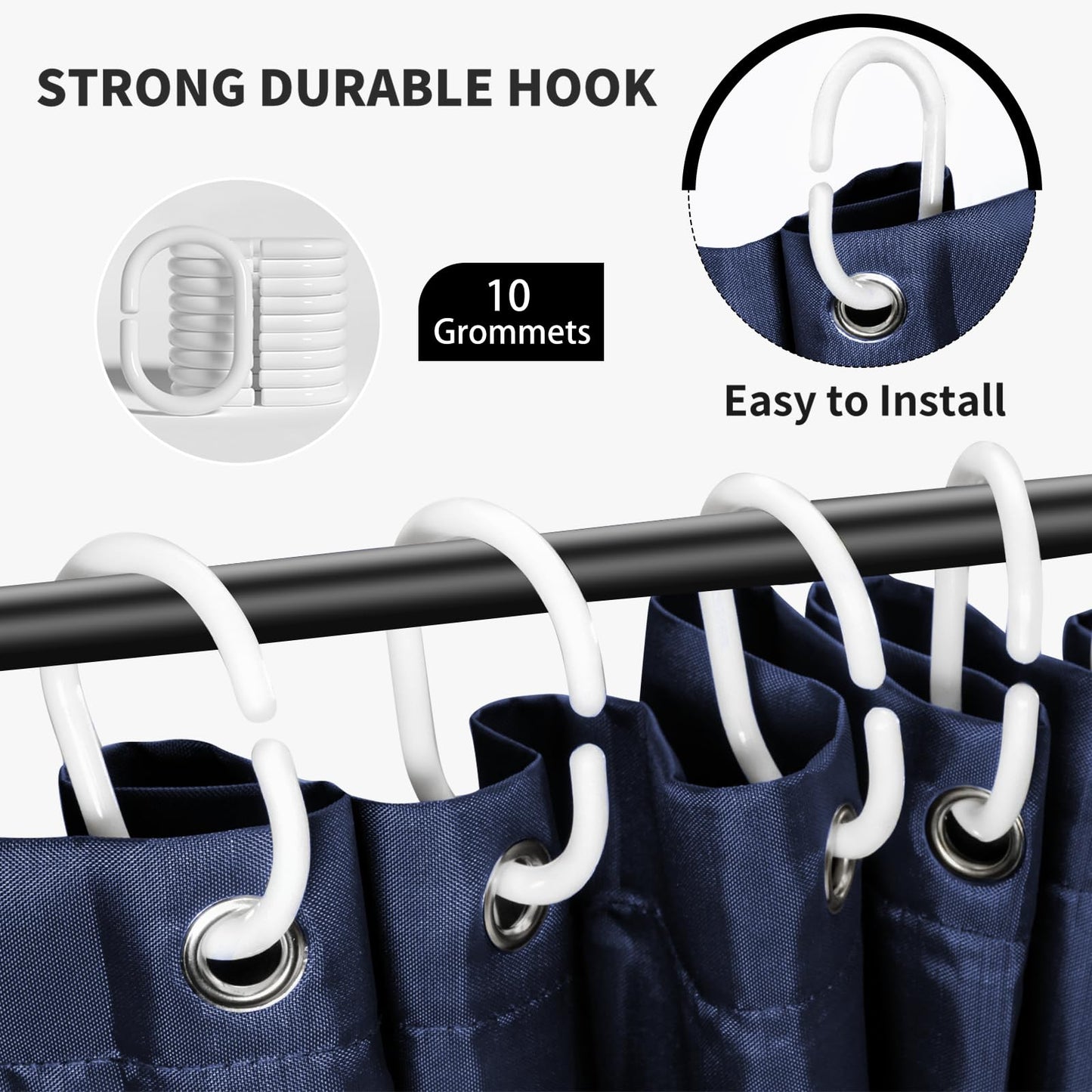 LUKDUNG 150 x 200 cm Polyester Textile Shower Curtain Anti-Mould for Bathroom, Curtain for Bathtub Shower Made of Fabric Waterproof Washable Shower