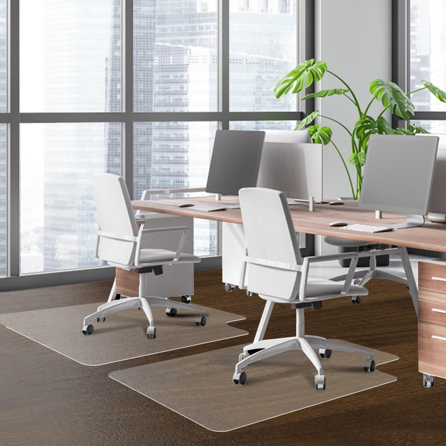 SHAREWIN Office Chair Mat for Hard Wood Floors, 120x90 cm with Lip Heavy Duty Anti-Slip Hardwood Floor Protector Rug, Easy Clean