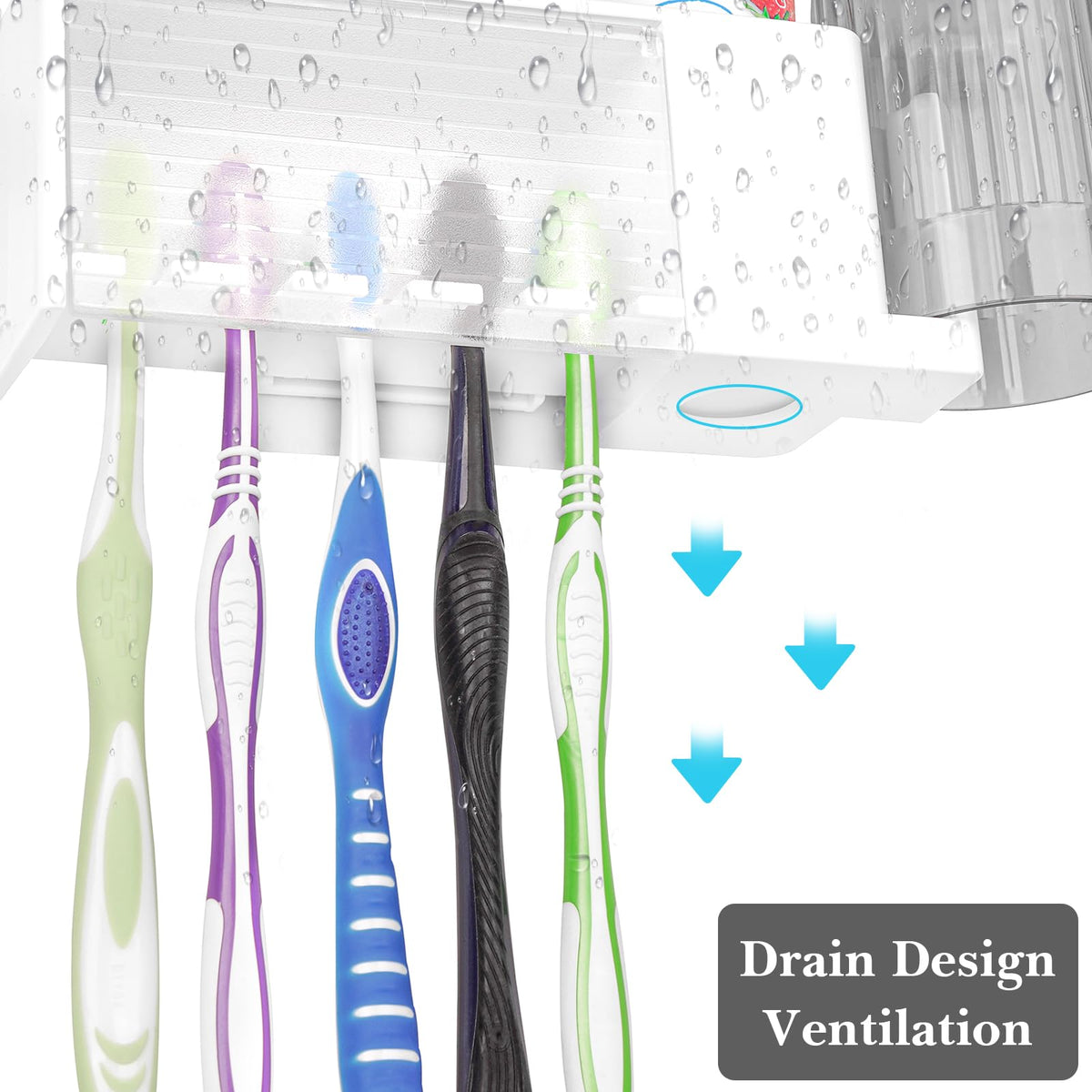 Linkidea 5-Slot Wall Mount Waterproof Toothbrush Holder for Bathroom, Plastic Organizer for Toothpaste, Compatible with Oral-B CrossAction