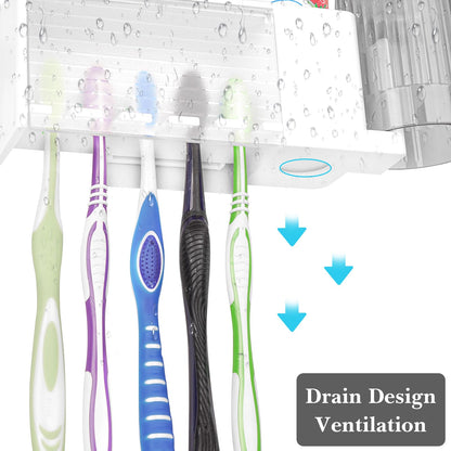 Linkidea 5-Slot Wall Mount Waterproof Toothbrush Holder for Bathroom, Plastic Organizer for Toothpaste, Compatible with Oral-B CrossAction