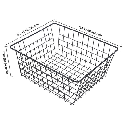 KEILEOHO Wire Storage Basket, Black Metal Organizer, 36 x 29 x 16cm, 4 Pack, for Kitchen Pantry Office