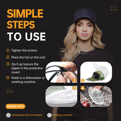 QIMATOP Baseball Cap Washing Cage, Collapsible Hat Washing Cage - Baseball Cap Cleaner for Washing Machine & Dishwasher – Ball Cap Holder