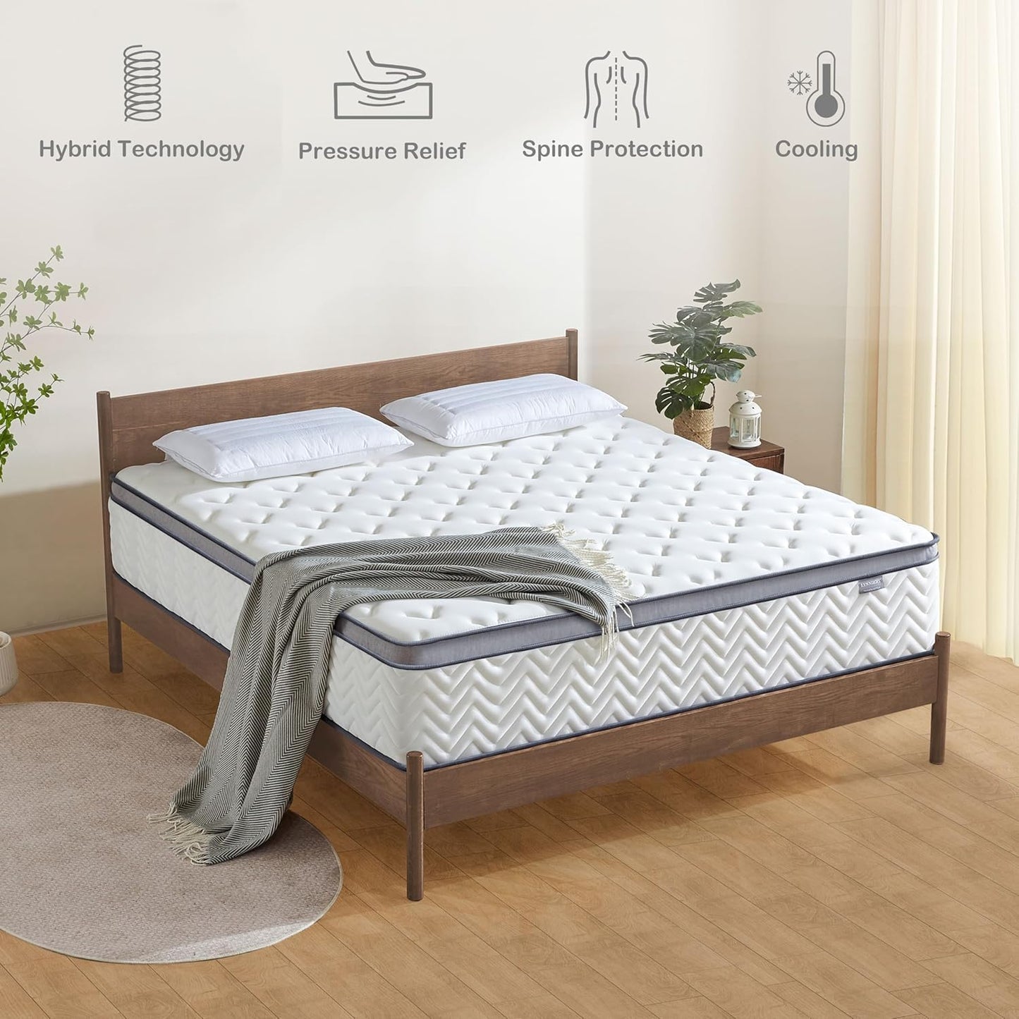 Deegari 10 Inch Small Double Size Mattress in a Box, Hybrid Cooling Gel Memory Foam & Pocketed Coils, Medium Firm, Pressure Relief, Motion Isolation